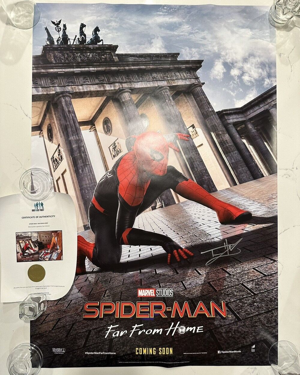Spider-Man: Far From Home (Berlin) Poster signed by Tom Holland with COA